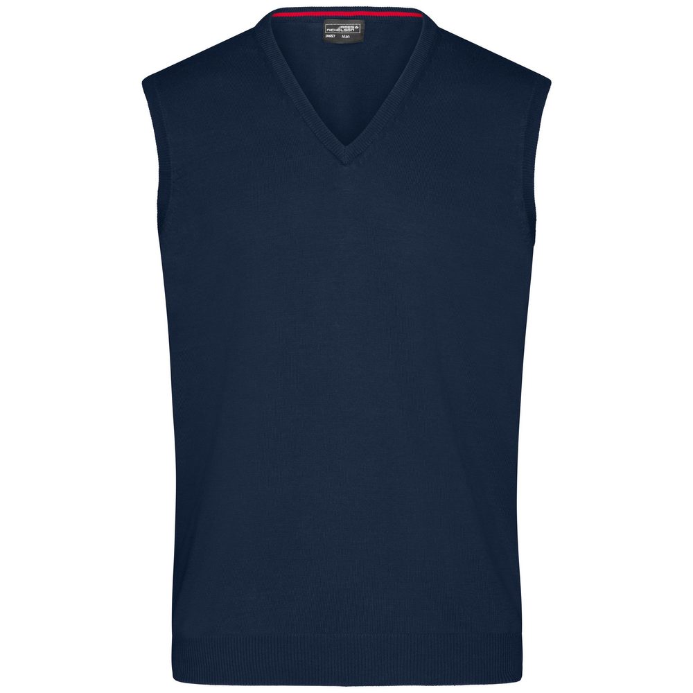 James & Nicholson Pánsky sveter bez rukávov JN657 - Tmavě modrá | L