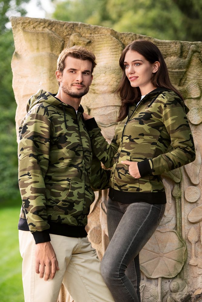 MALFINI Dámska mikina Camo Zipper - Maskáčová zelená | M