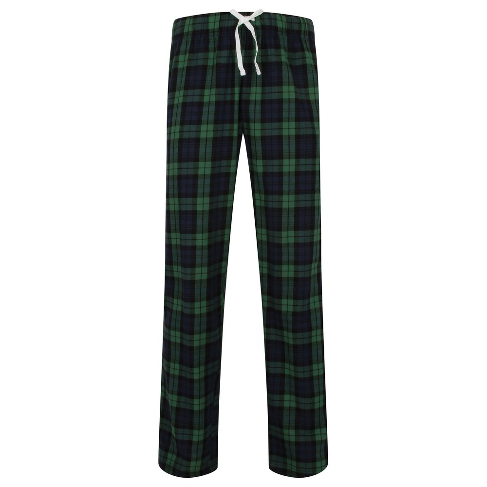 SF (Skinnifit) Pánske flanelové pyžamové nohavice - Tmavomodrá / zelená | XS