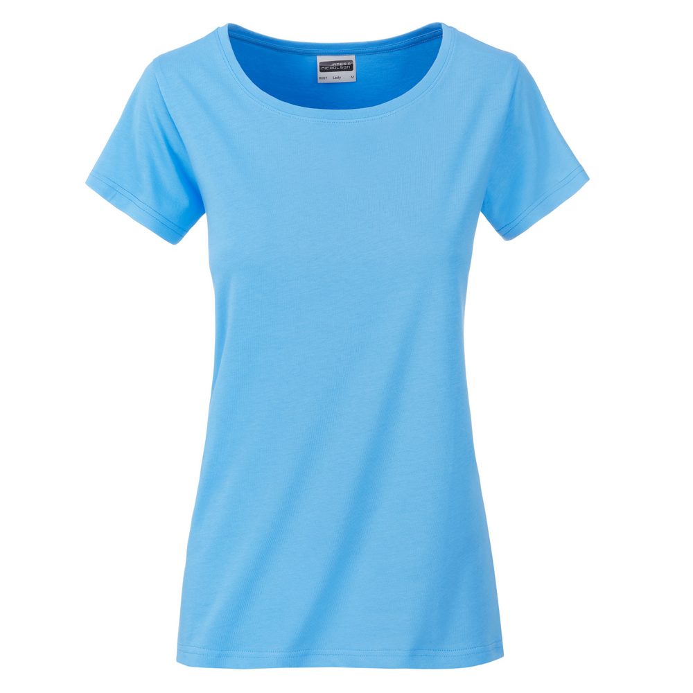 James & Nicholson Klasické dámske tričko z biobavlny 8007 - Nebesky modrá | XXL
