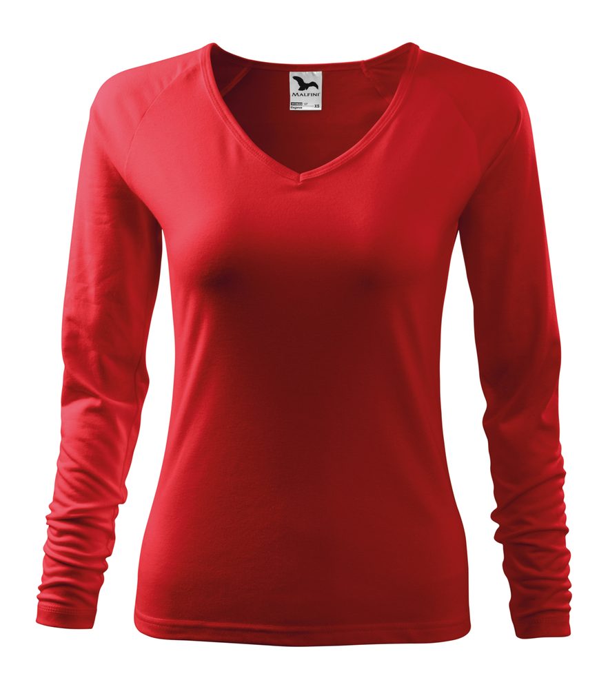MALFINI Dámske tričko s dlhým rukávom Elegance - Červená | XL