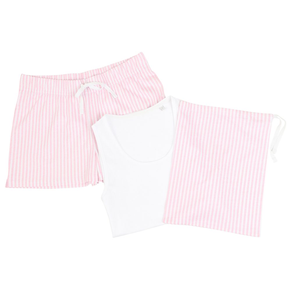 Towel City Dámské krátké pyžamo v setu - Bílá / růžová | XS
