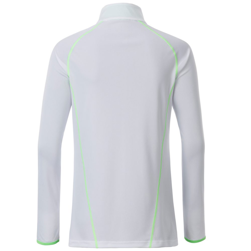 James & Nicholson Dámské funkční tričko s dlouhým rukávem JN497 - Bílá / jasně zelená | L