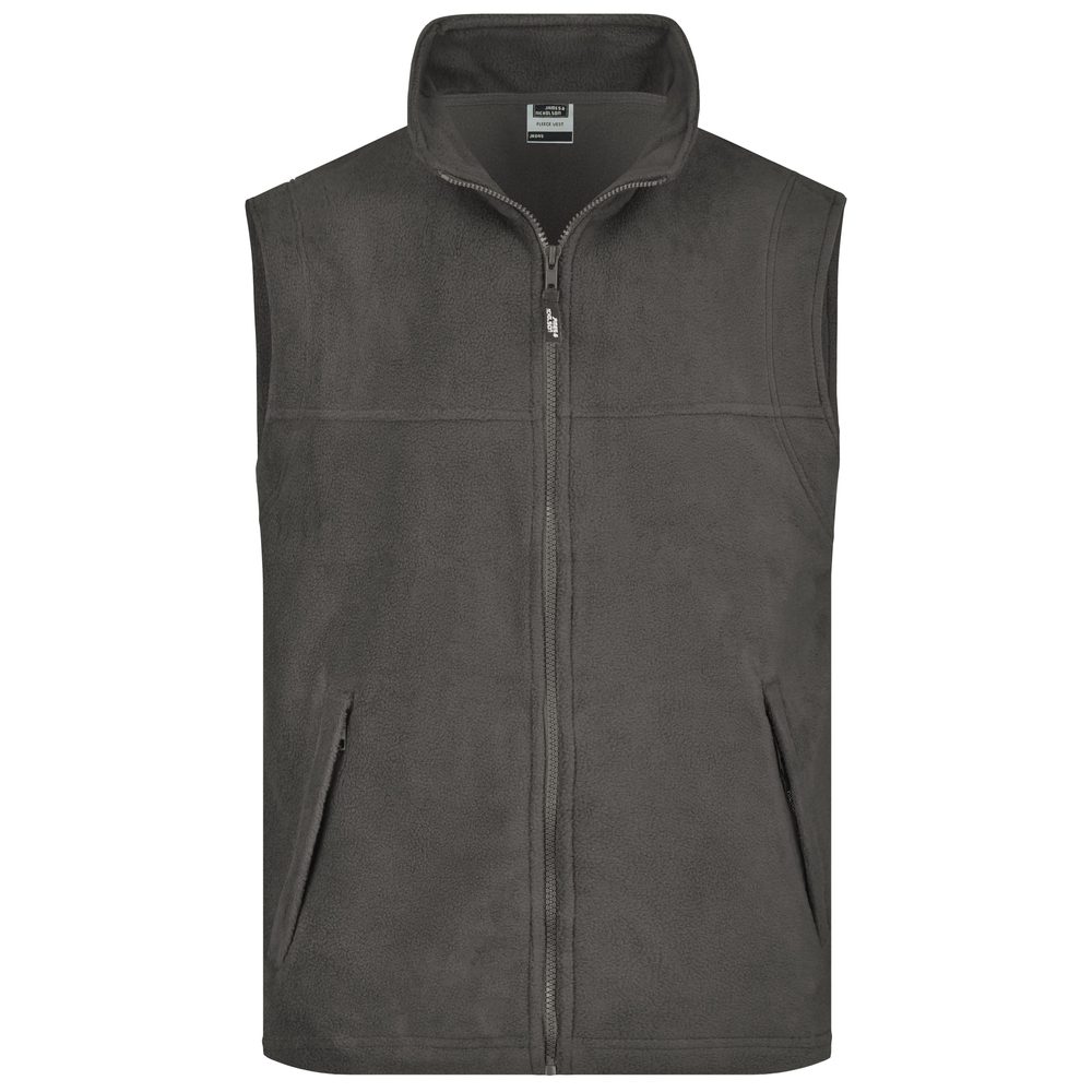 James & Nicholson Pánská fleecová vesta JN045 - Tmavě šedá | L