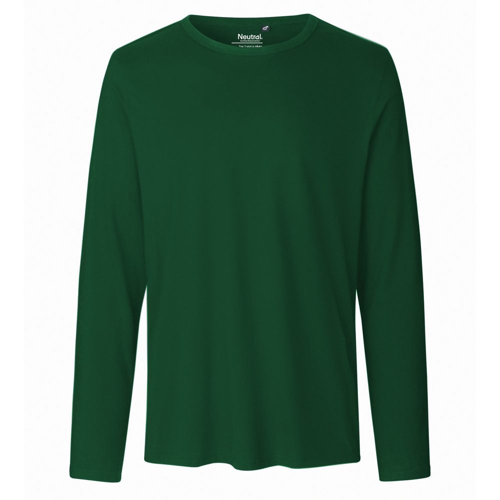 Neutral Pánské tričko s dlouhým rukávem z organické Fairtrade bavlny - Lahvově zelená | XL
