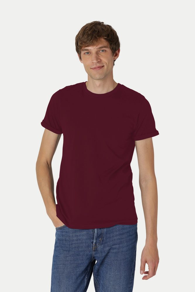 Neutral Pánské tričko s ohrnutými rukávy z organické Fairtrade bavlny - Červená | L
