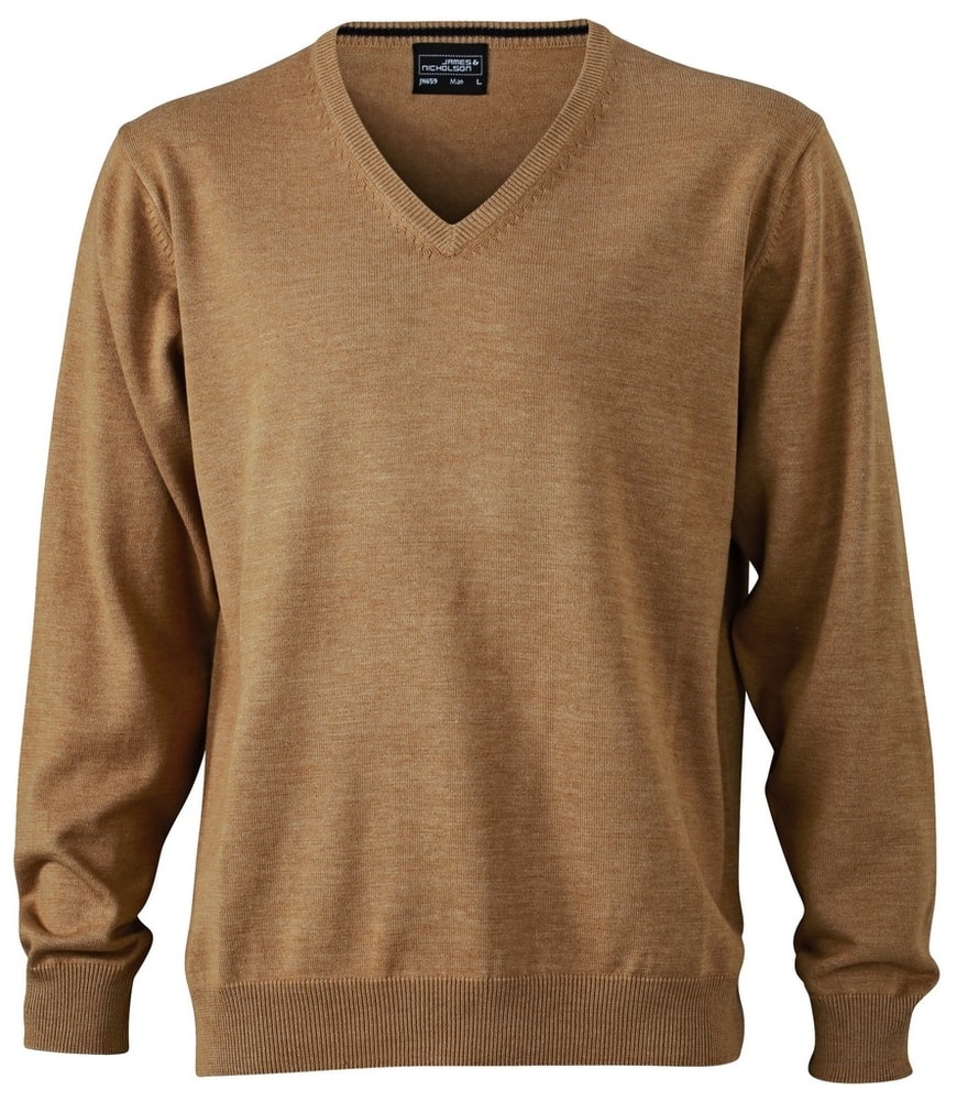 James & Nicholson Pánský bavlněný svetr JN659 - Camel | M