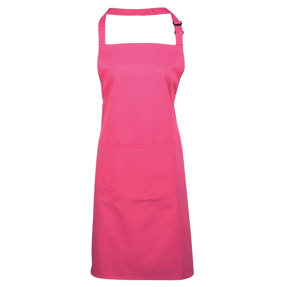Premier Workwear Kuchynská zástera s náprsenkou a vreckom - Hot pink