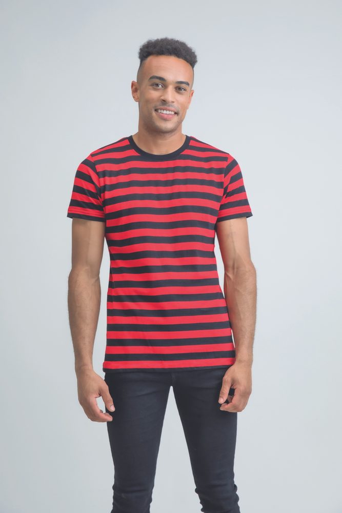 Mantis Pánské pruhované tričko - Černá / červená | S