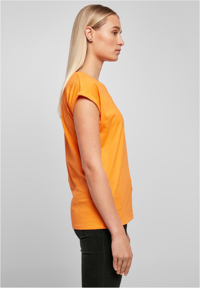 Build Your Brand Voľné dámske tričko s ohrnutými rukávmi - Čierna | XXXXL