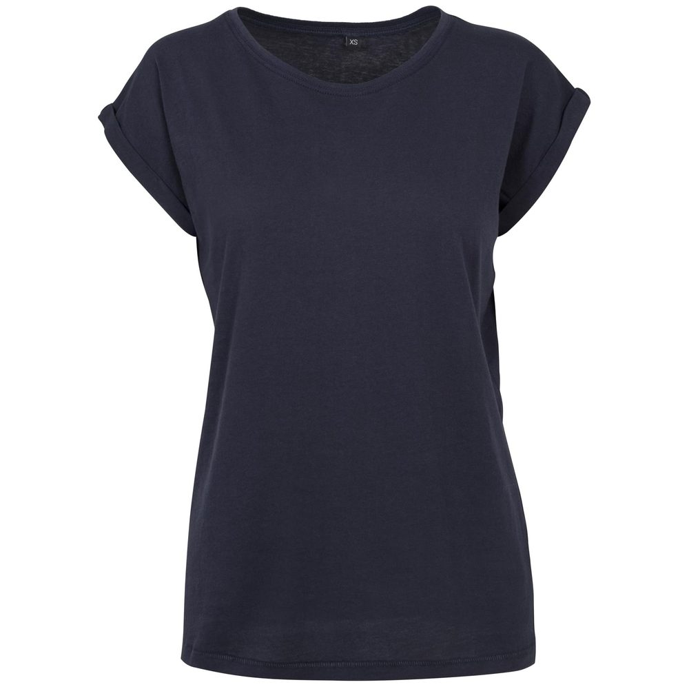 Build Your Brand Volné dámské tričko s ohrnutými rukávy - Tmavě šedý melír | XL