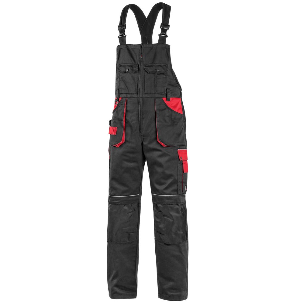 Canis (CXS) Zimné pracovné nohavice s náprsenkou ORION KRYŠTOF - Čierna / červená | 60-62