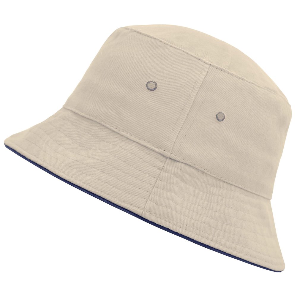 Levně Myrtle Beach Bavlněný klobouk MB012 - Přírodní / tmavě modrá