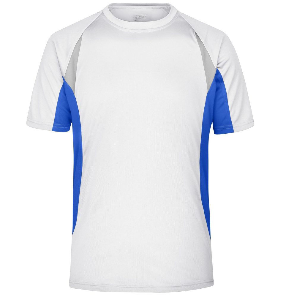 James & Nicholson Pánské funkční tričko s krátkým rukávem JN391 - Bílá / královská modrá | M