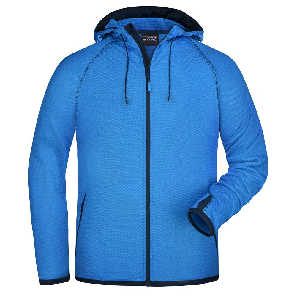 James & Nicholson Pánská sportovní mikina na zip JN571 - Aqua / tmavě modrá | XL