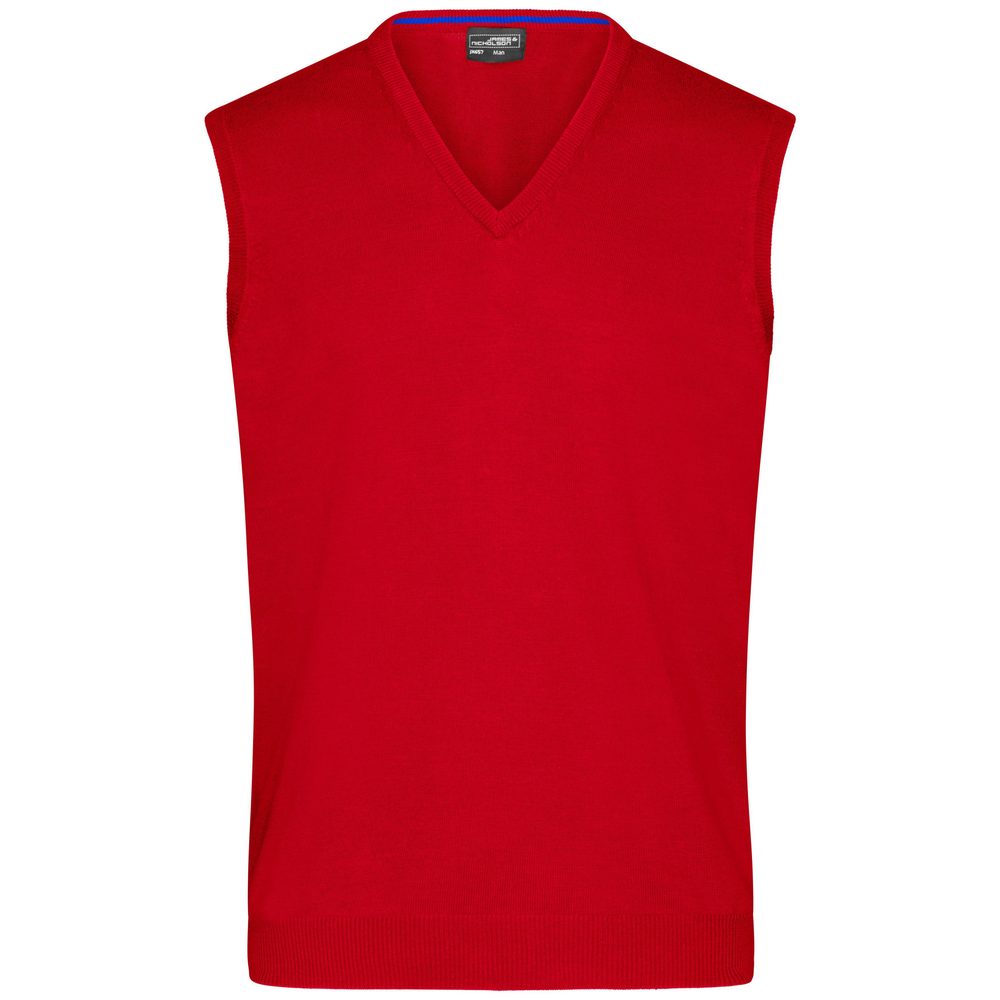James & Nicholson Pánský svetr bez rukávů JN657 - Červená | XL