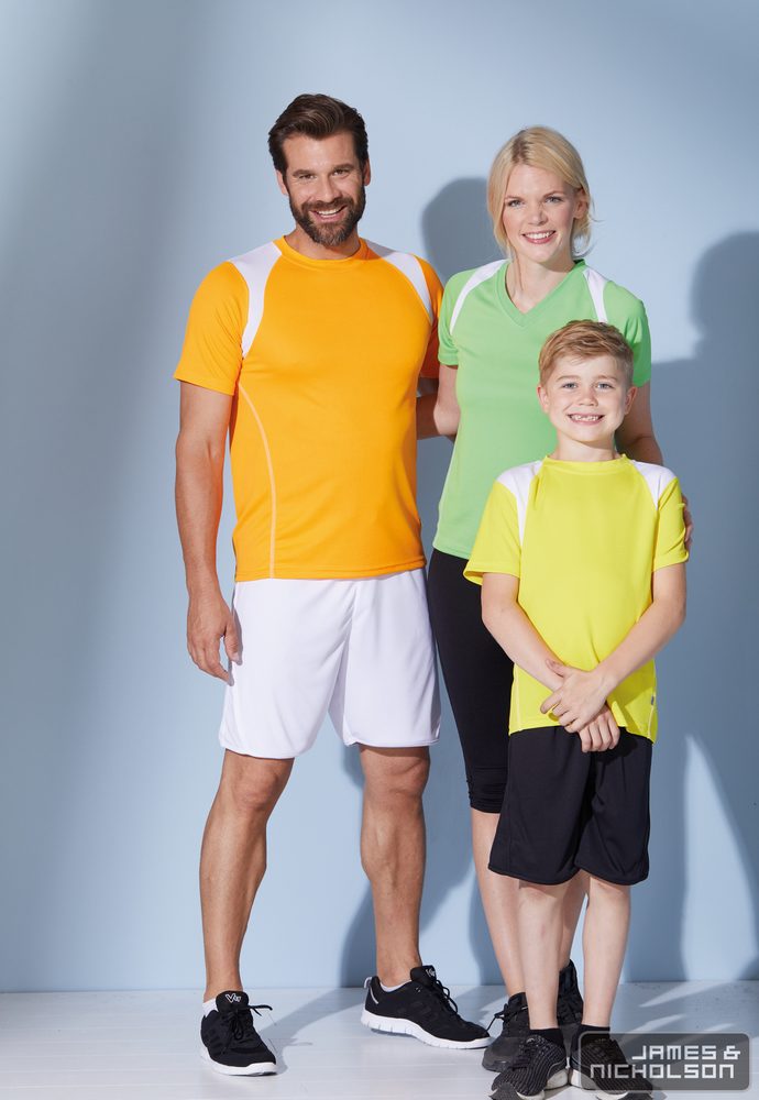 James & Nicholson Detské športové tričko s krátkym rukávom JN397k - Limetkovo zelená / biela | M