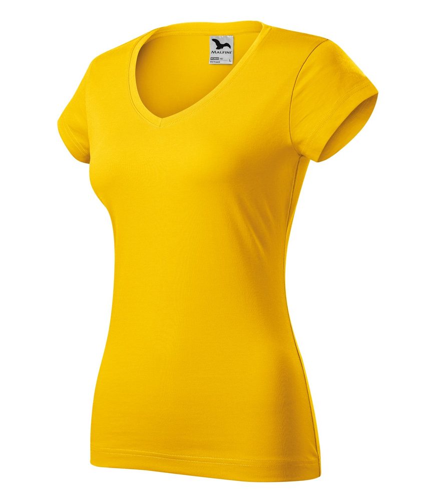 MALFINI Dámske tričko Fit V-neck - Svetlá fuchsiová | XS