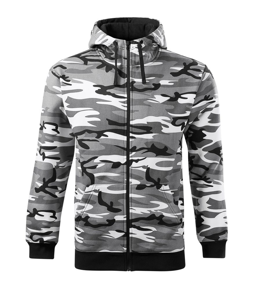 MALFINI Pánska mikina Camo Zipper - Maskáčová šedá | XL