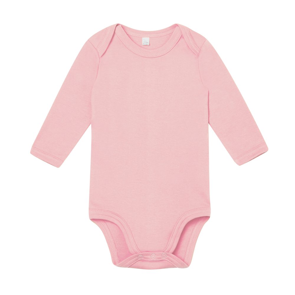 Babybugz Dojčenské body s dlhým rukávom - Púdrovo ružová | 0-3 mesiacov