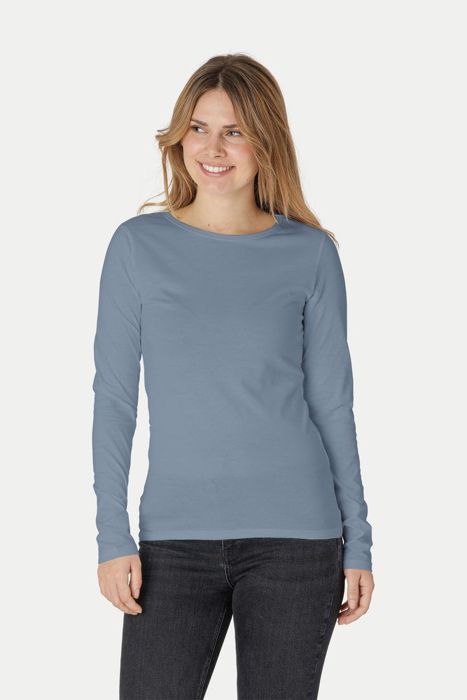 Neutral Dámské tričko s dlouhým rukávem z organické Fairtrade bavlny - Bílá / tmavě modrá | L
