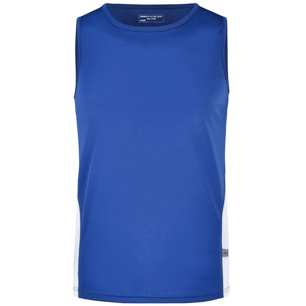 James & Nicholson Pánské sportovní tričko bez rukávů JN305 - Královská modrá / bílá | S