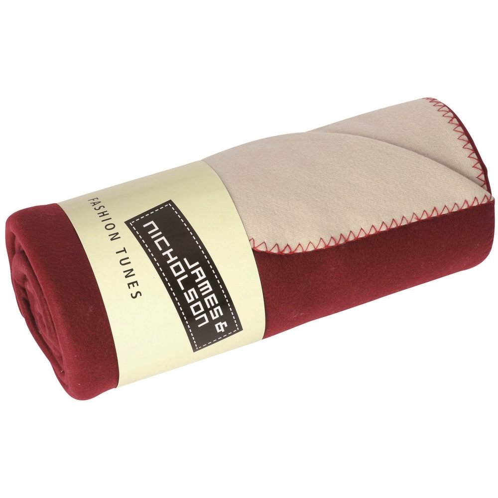 James & Nicholson Fleece deka 150x170 cm JN952 - Bordeaux / smotanová | 150 x 170 cm