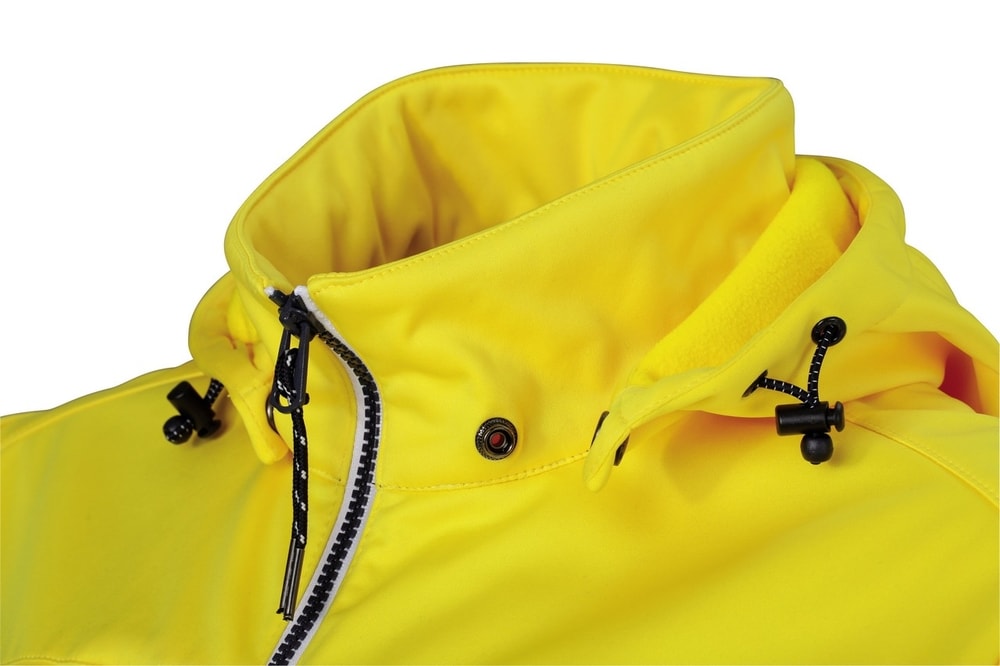 James & Nicholson Pánska športová softshellová bunda JN1078 - Slnečná žltá / tmavomodrá / biela | S