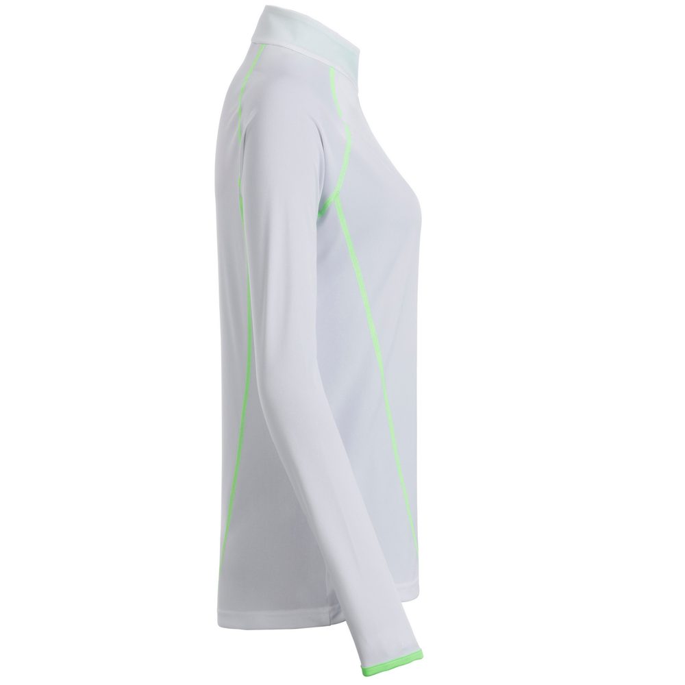 James & Nicholson Dámske funkčné tričko s dlhým rukávom JN497 - Bielo-žiarivo zelená | L