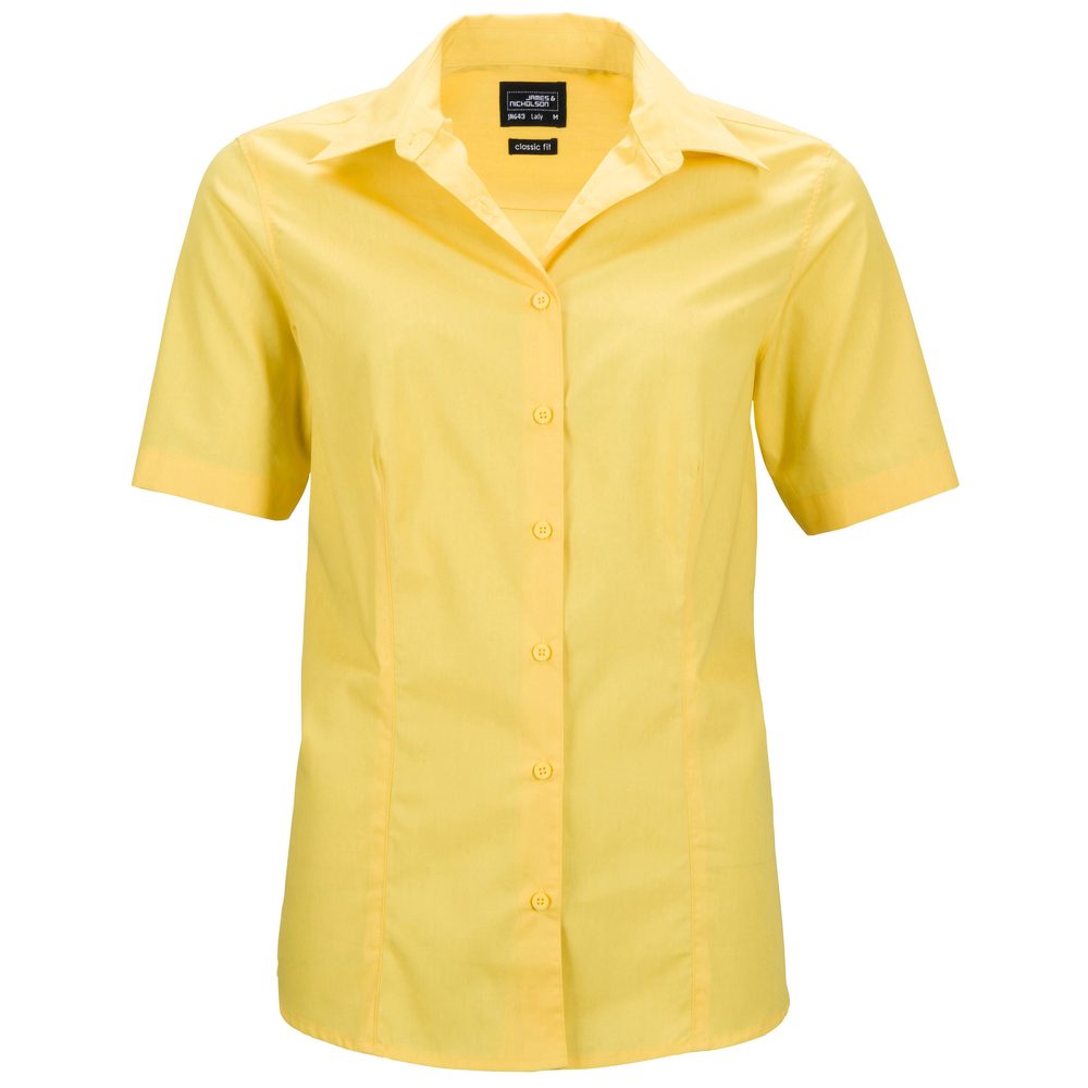 James & Nicholson Dámska košeľa s krátkym rukávom JN643 - Žltá | XS
