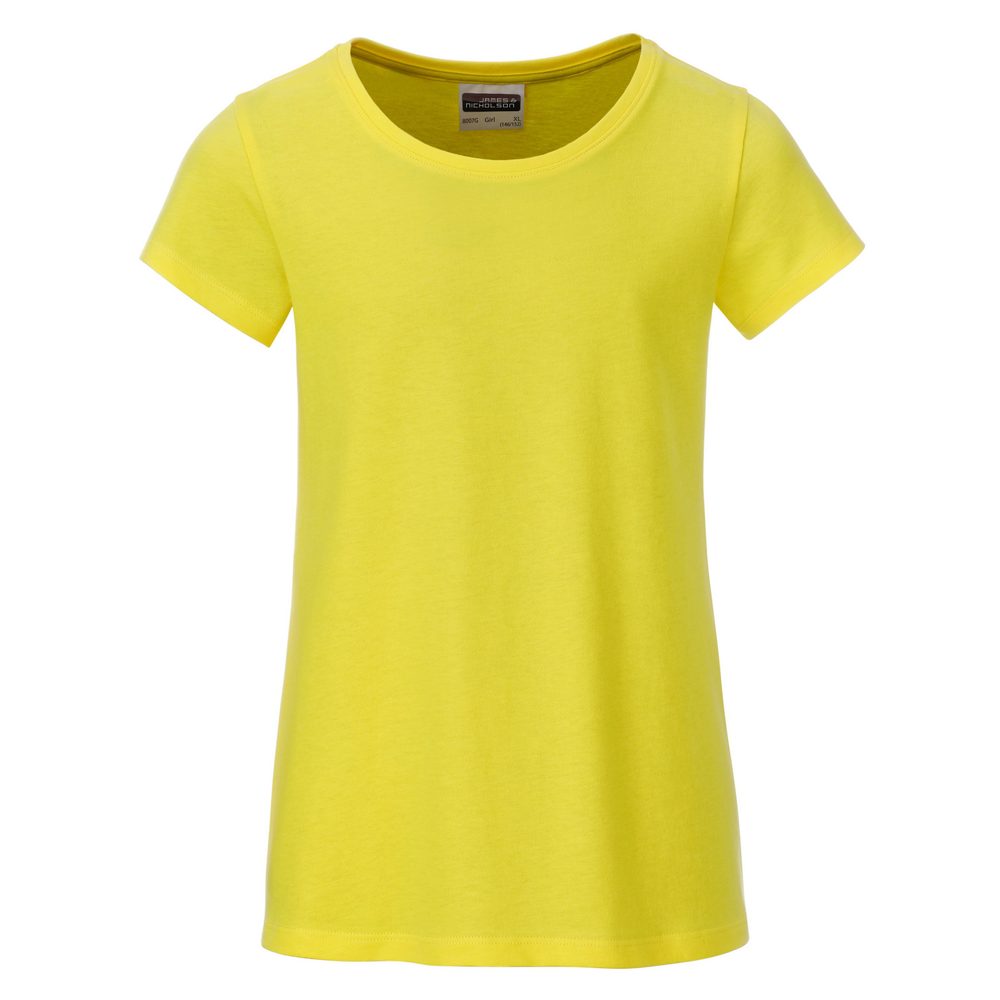 James & Nicholson Klasické dívčí tričko z biobavlny 8007G - Žlutá | XL