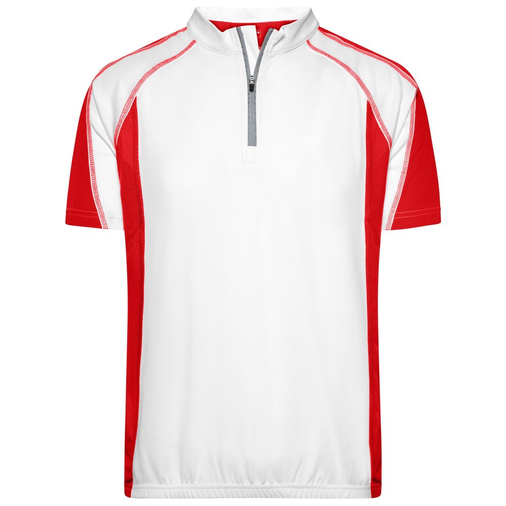 James & Nicholson Pánske cyklistické tričko JN420 - Bílá / červená | XXXL