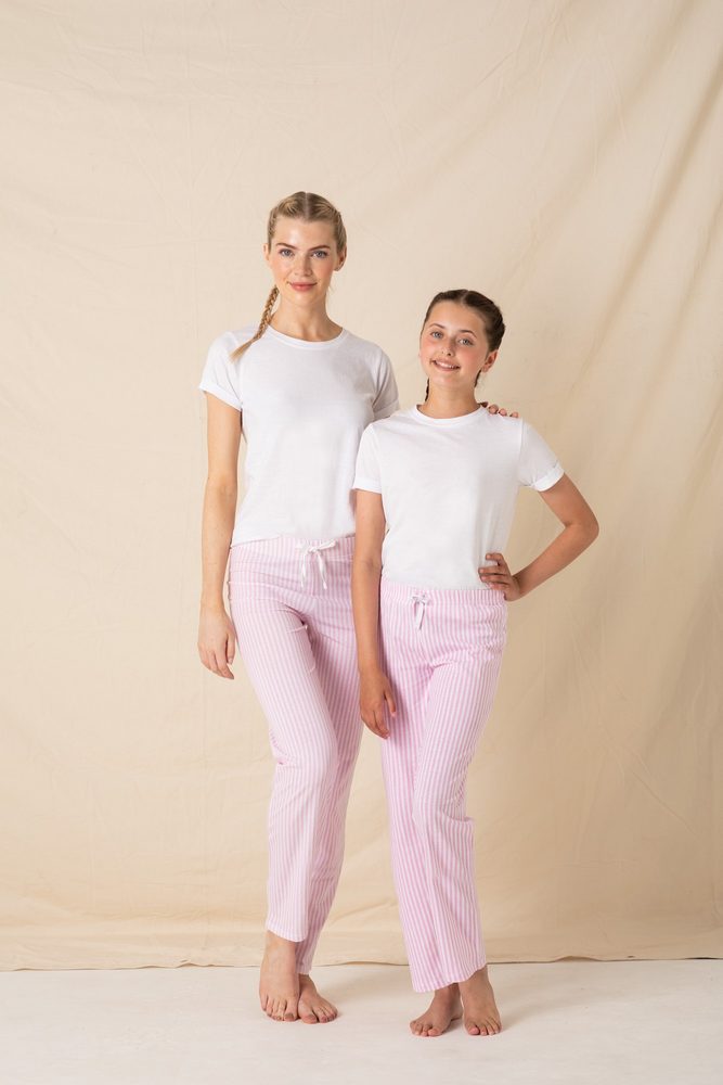 Towel City Dámské dlouhé bavlněné pyžamo v setu - Bílá / růžová | M