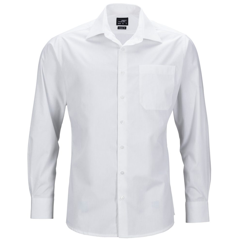 James & Nicholson Pánská košile s dlouhým rukávem JN642 - Bílá | S