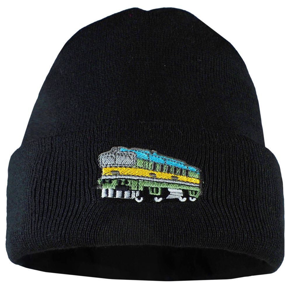 E-shop Bontis Pletená čiapka s výšivkou Vlak # Čierna