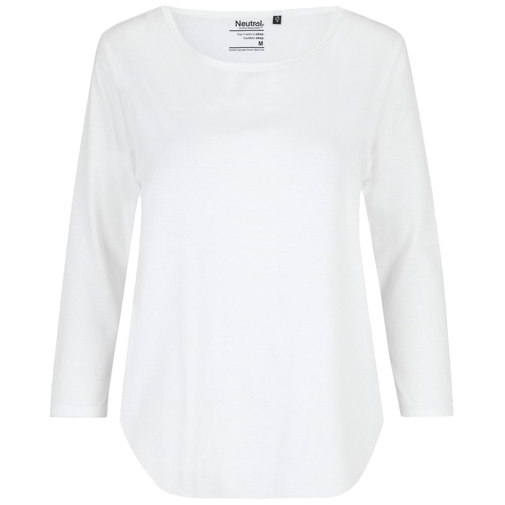 Neutral Dámske tričko s 3/4 rukávmi z organickej Fairtrade bavlny - Biela | XS
