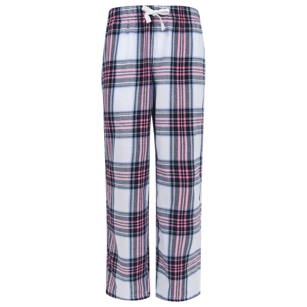SF (Skinnifit) Detské flanelové pyžamové nohavice - Biela / ružová | 13 rokov