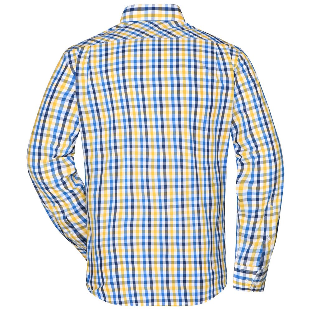 James & Nicholson Pánská kostkovaná košile JN617 - Tmavě modrá / bílá | S