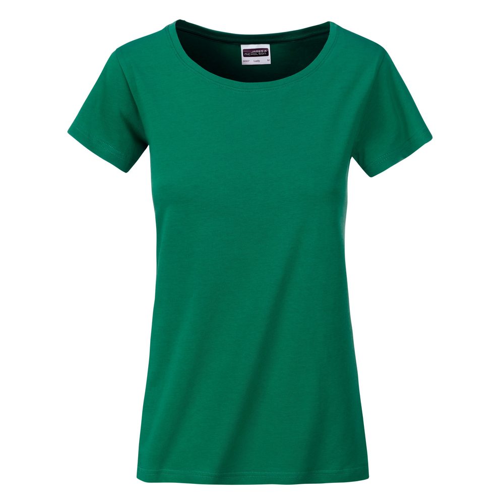 James & Nicholson Klasické dámské tričko z biobavlny 8007 - Irská zelená | L