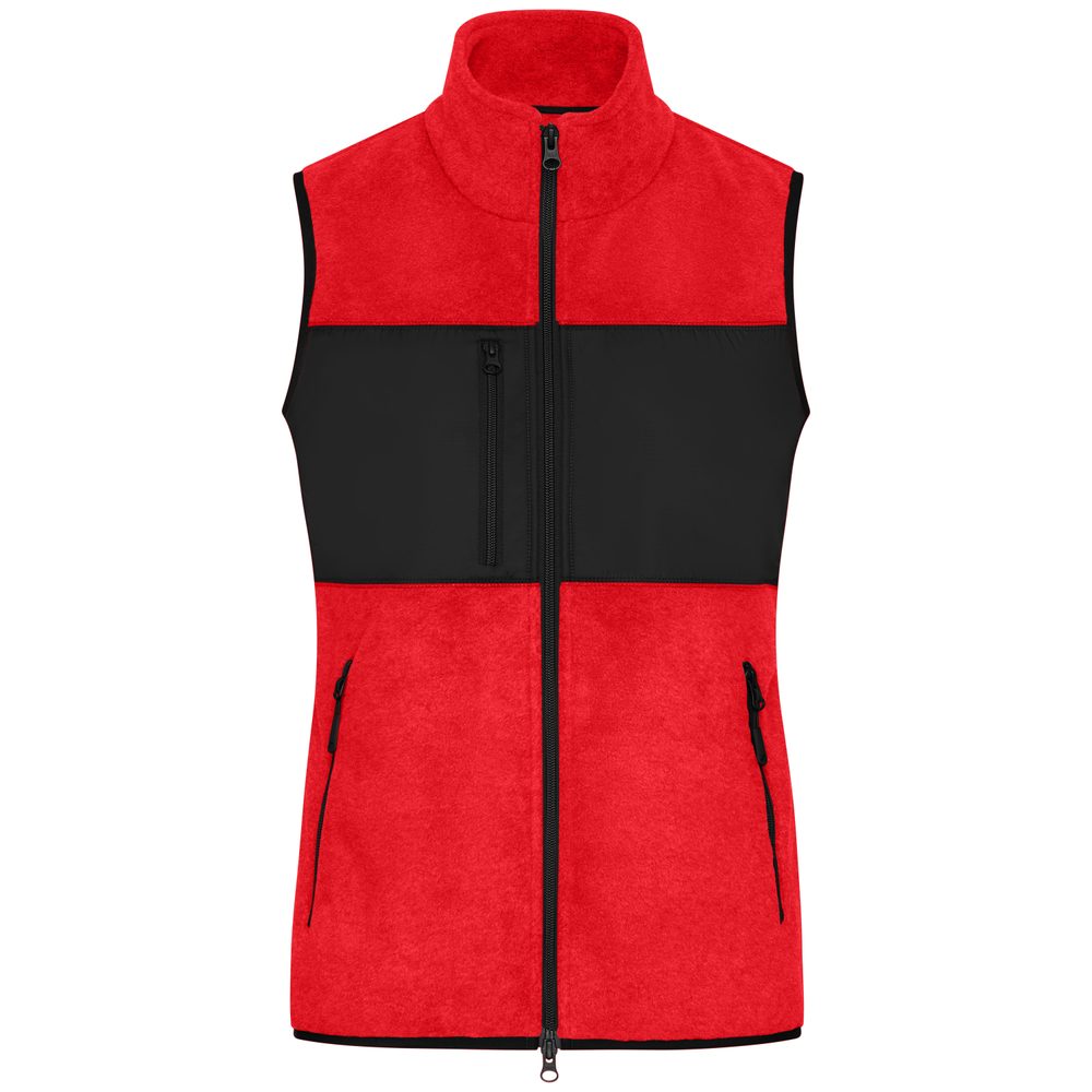 James & Nicholson Dámska fleecová vesta JN1309 - Červená / čierna | XL