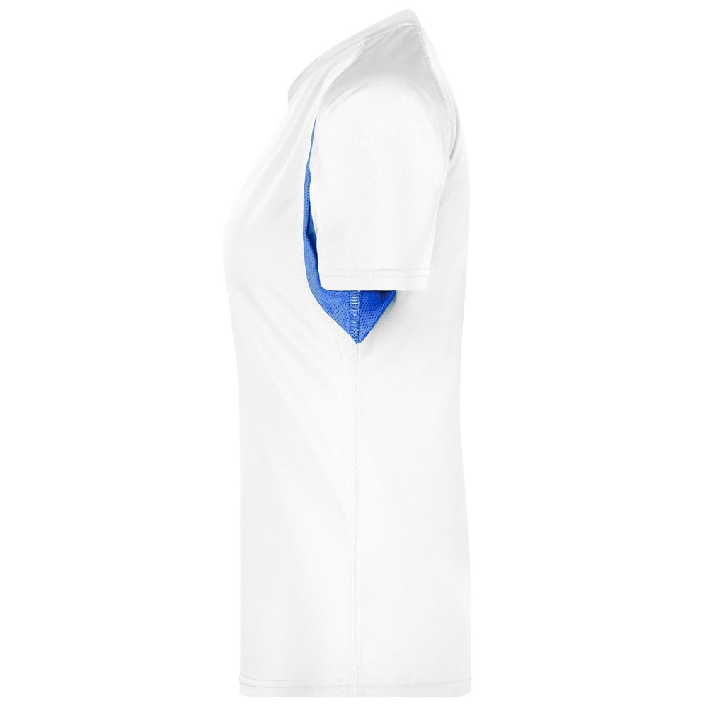James & Nicholson Dámske športové tričko s krátkym rukávom JN316 - Biela / kráľovská modrá | L