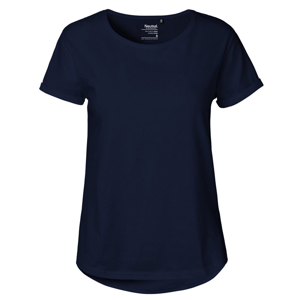Neutral Dámske tričko s ohrnutými rukávmi z organickej Fairtrade bavlny - Námornícka modrá | S