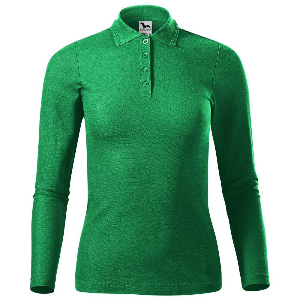 MALFINI Dámská polokošile s dlouhým rukávem Pique Polo LS - Středně zelená | M