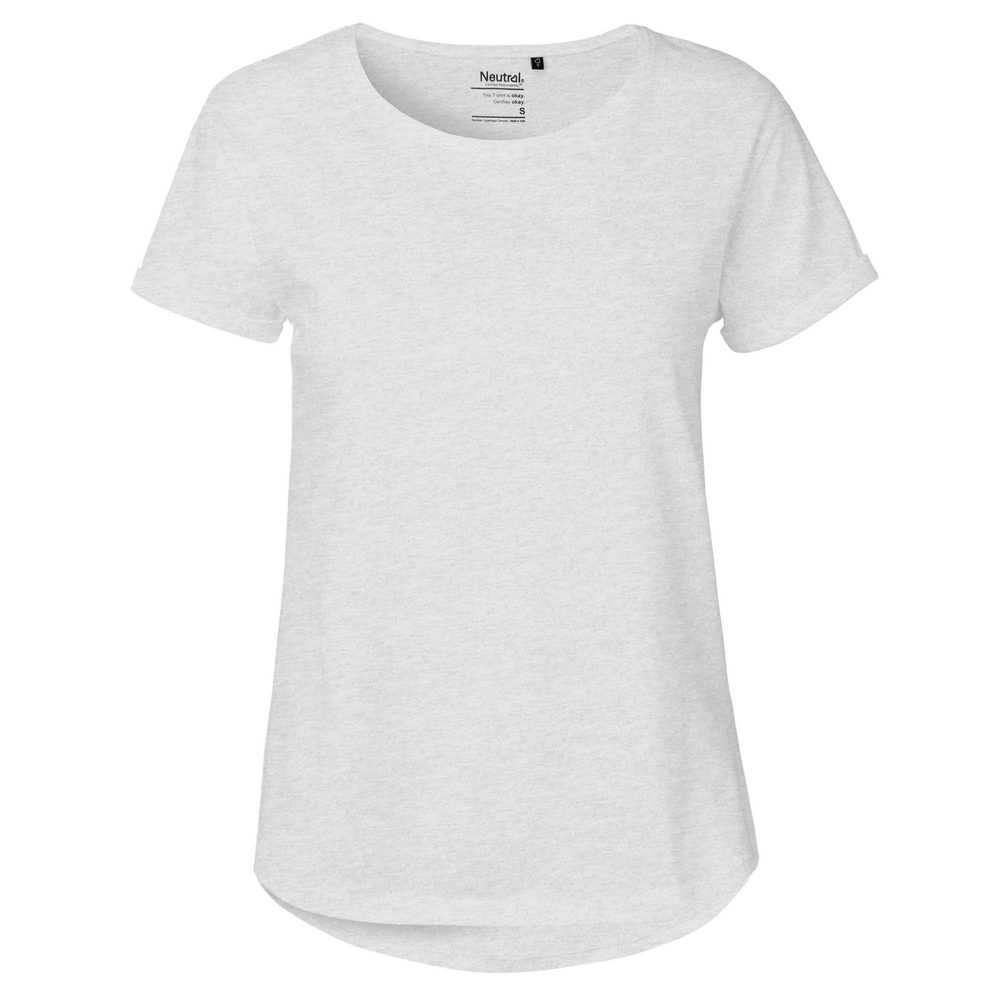 Neutral Dámské tričko s ohrnutými rukávy z organické Fairtrade bavlny - Popelavá | XL