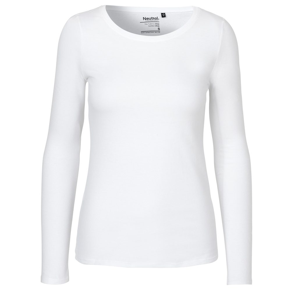 Neutral Dámske tričko s dlhým rukávom z organickej Fairtrade bavlny - Biela | XXL