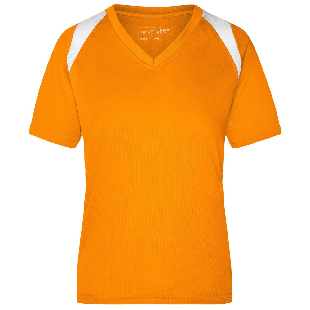 James & Nicholson Dámske bežecké tričko s krátkym rukávom JN396 - Oranžová / biela | M