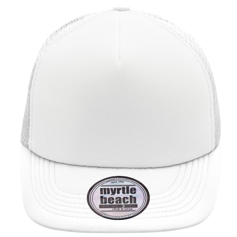 Myrtle Beach Šiltovka trucker s rovným šiltom MB6207 - Biela / biela