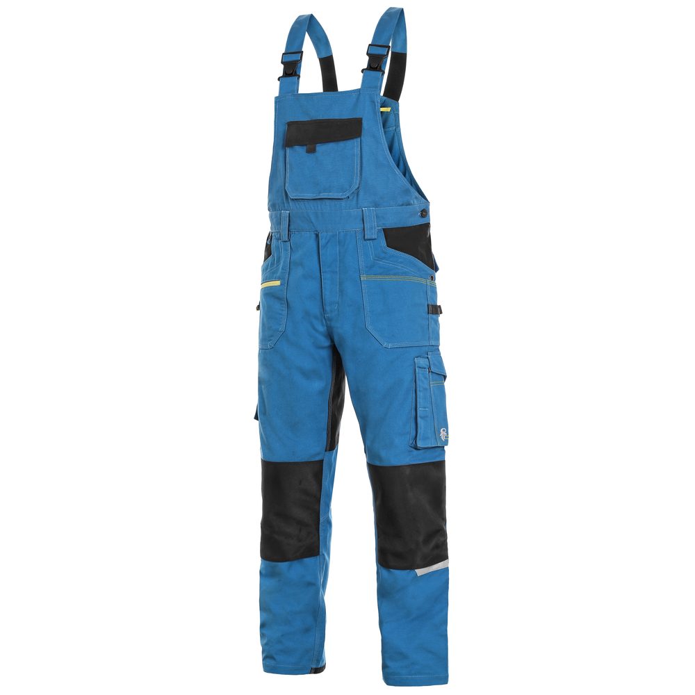 Canis Montérkové nohavice s náprsenkou CXS STRETCH - Stredne modrá / čierna | 68