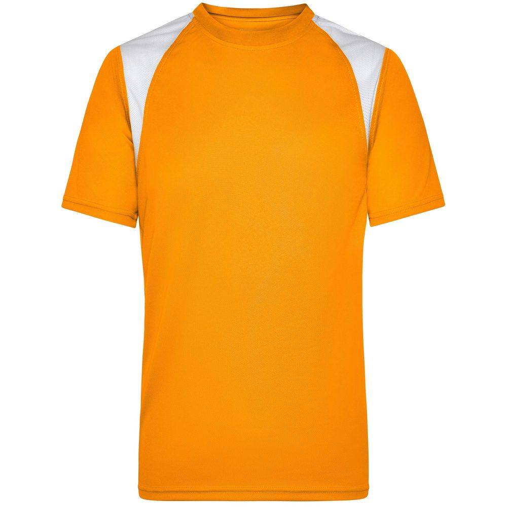 James & Nicholson Pánske bežecké tričko s krátkym rukávom JN397 - Oranžová / biela | S