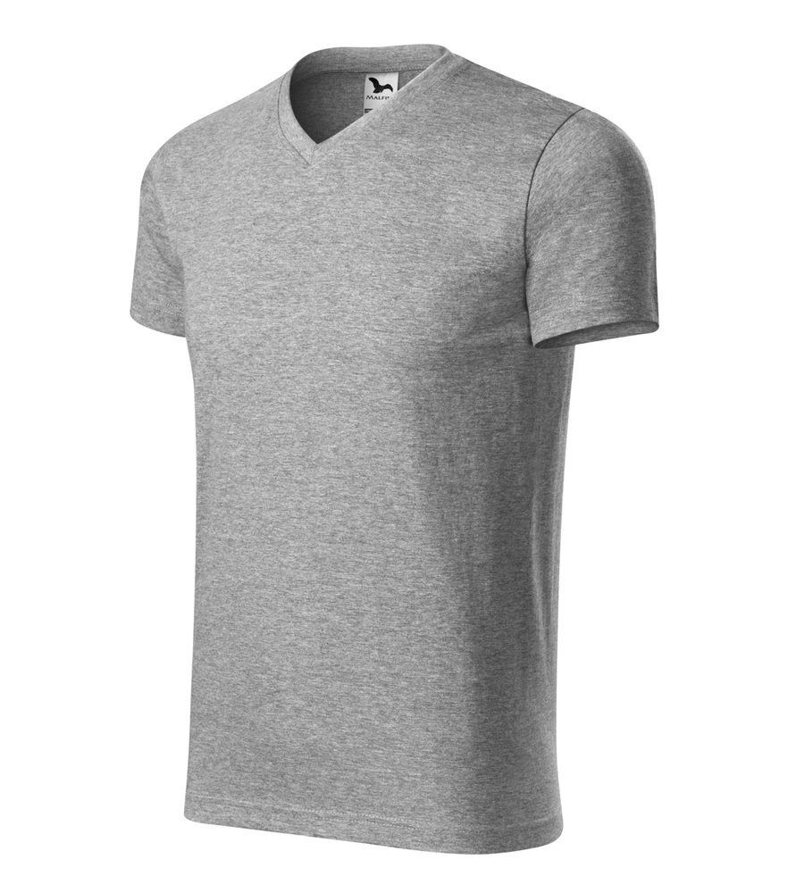 MALFINI Tričko Heavy V-neck - Tmavě šedý melír | XL